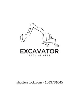  Excavator logo design vector template.backhoe symbol