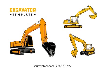 excavator Logo designs. heavy equipment excavator icon for housing development, building repair, construction and procurement of heavy equipment