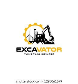 Excavator logo designs template vector