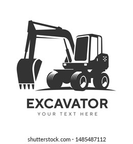 excavator logo emblem on white background