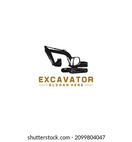 excavator logo with heavy equipment illustration