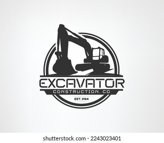 Excavator logo. Heavy equipment logo vector for a construction company