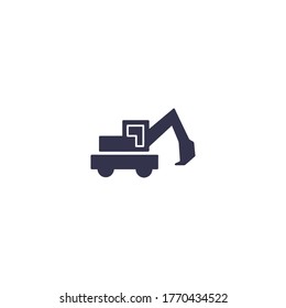 excavator logo icon design with simple line art style
