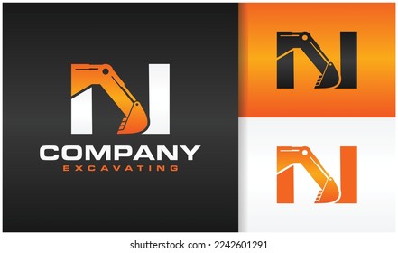 the excavator logo with initials N