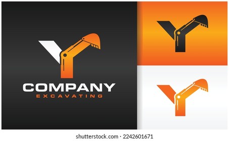 el logotipo de la excavadora con iniciales de letras