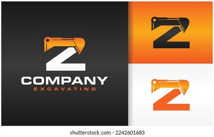 das Baggerlogo mit Buchstaben-Initialen