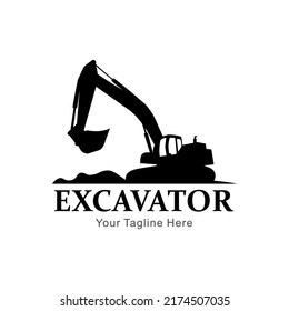 excavator logo silhouette abstract vector