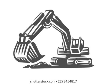 Excavator logo template. For construction company