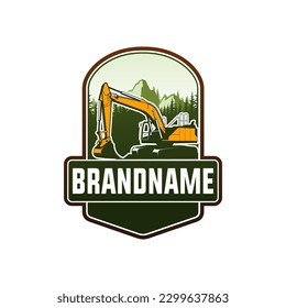 Vorlage für das Baggerlogo mit coolem, modernem Logo für die Vermietung von Schwermaterial usw.