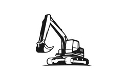 Excavator Logo Template. Heavy Equipment Logo Vector For Construction Company. Creative Excavator Illustration For Logo Template.