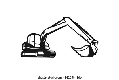 Excavator logo template. Heavy equipment logo vector for construction company. Creative excavator illustration for logo template.