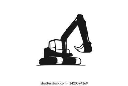 Excavator logo template. Heavy equipment logo vector for construction company. Creative excavator illustration for logo template.