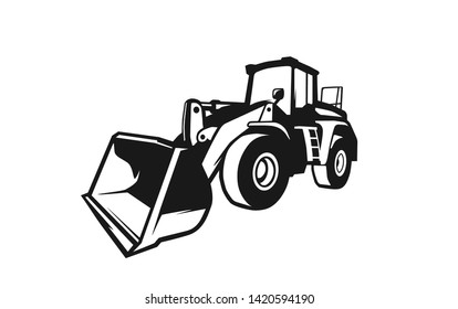 Excavator logo template. Heavy equipment logo vector for construction company. Creative excavator illustration for logo template.