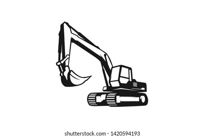 Excavator logo template. Heavy equipment logo vector for construction company. Creative excavator illustration for logo template.