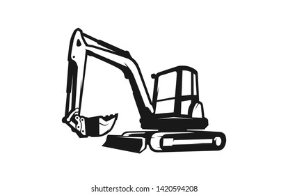 Excavator logo template. Heavy equipment logo vector for construction company. Creative excavator illustration for logo template.