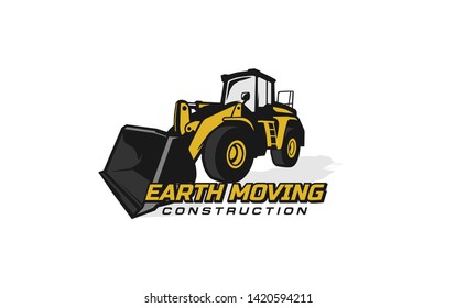 Excavator logo template. Heavy equipment logo vector for construction company. Creative excavator illustration for logo template.