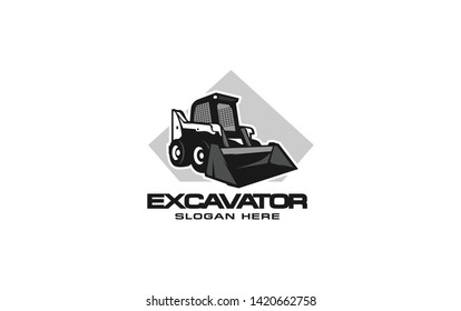 Excavator logo template. Heavy equipment logo vector for construction company. Creative excavator illustration for logo template.