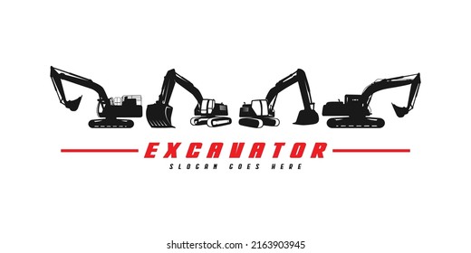 Excavator logo template, heavy equipment for construction logo
