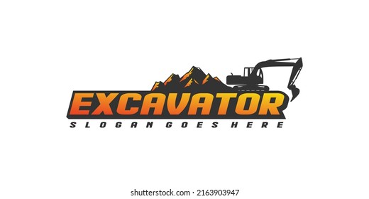 Excavator logo template, heavy equipment for construction logo