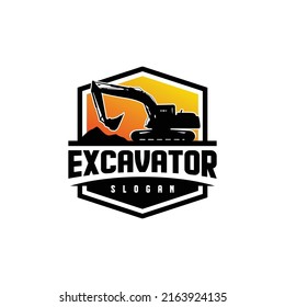 Excavator logo template, heavy equipment for construction logo
