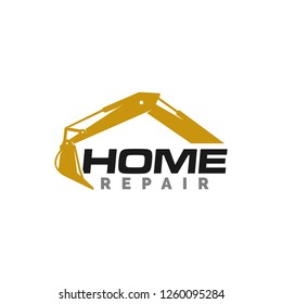 excavator logo template, home repair, logo illustration, icon and vector