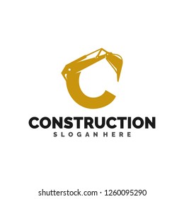 excavator logo template, home repair, logo illustration, icon and vector