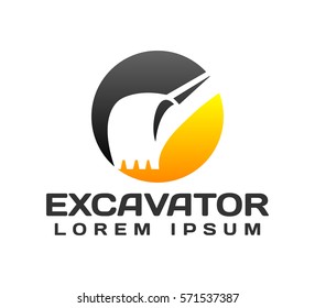 Excavator Logo Template. Excavator logo. Excavator isolated. Digger, construction, backhoe, construction business icon. Construction equipment design elements.