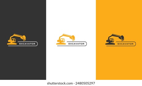 Excavator logo template vector. Construction machinery logo vector for a construction company. illustration of an excavator for a logo template.