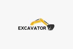 Excavator Logo Template Vector. Heavy Equipment Logo Vector For Construction Company. Creative Excavator Illustration For Logo Template.