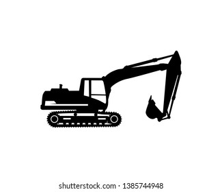 Excavator logo template vector. Heavy equipment logo vector for construction company. Creative excavator illustration for logo template.