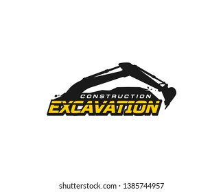 Excavator logo template vector. Heavy equipment logo vector for construction company. Creative excavator illustration for logo template.