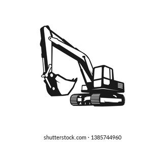 Excavator logo template vector. Heavy equipment logo vector for construction company. Creative excavator illustration for logo template.