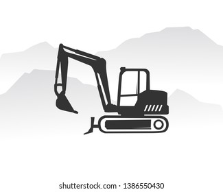 Excavator logo template vector. Heavy equipment logo vector for construction company. Creative excavator illustration for logo template.