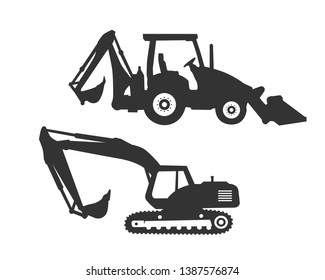 Excavator logo template vector. Heavy equipment logo vector for construction company. Creative excavator illustration for logo template.