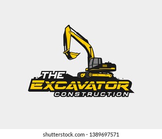 Excavator logo template vector. Heavy equipment logo vector for construction company. Creative excavator illustration for logo template.