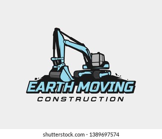 Excavator logo template vector. Heavy equipment logo vector for construction company. Creative excavator illustration for logo template.