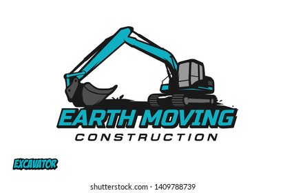 Excavator logo template vector. Heavy equipment logo vector for construction company. Creative excavator illustration for logo template.