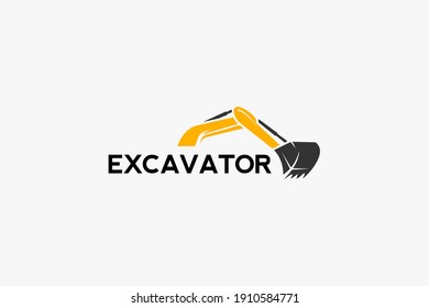 Vector de plantilla de logotipo de excavador. Vector de logotipo de equipo pesado para la empresa de construcción. Ilustración creativa de excavadora para la plantilla de logotipo.