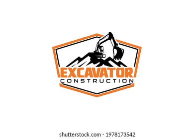 Excavator logo template vector. Heavy equipment logo vector for construction company. Creative excavator illustration for logo.