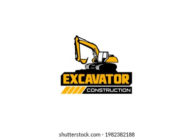 Excavator logo template vector. Heavy equipment logo vector for construction company. Creative excavator illustration for logo.