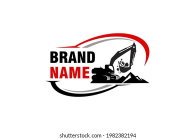 Excavator logo template vector. Heavy equipment logo vector for construction company. Creative excavator illustration for logo.