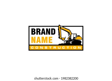 Bagger Logo Vorlage Vektorgrafik. Logo für schwere Ausrüstung, Vektorgrafik für Bauunternehmen. Kreative Baggergrafik für Logo.