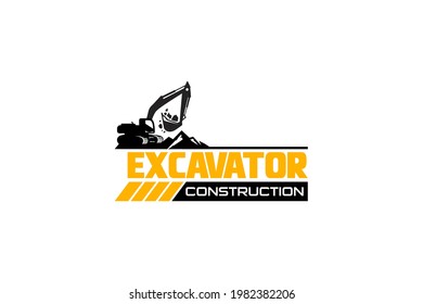 Excavator logo template vector. Heavy equipment logo vector for construction company. Creative excavator illustration for logo.