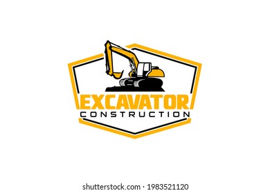 Excavator logo template vector. Heavy equipment logo vector for construction company. Creative excavator illustration for logo.