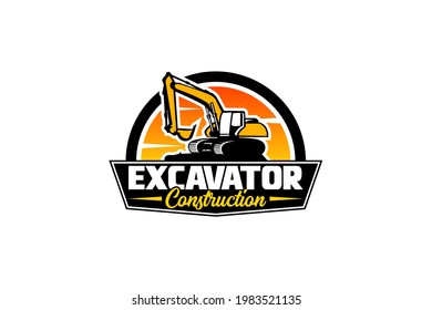 Excavator logo template vector. Heavy equipment logo vector for construction company. Creative excavator illustration for logo.