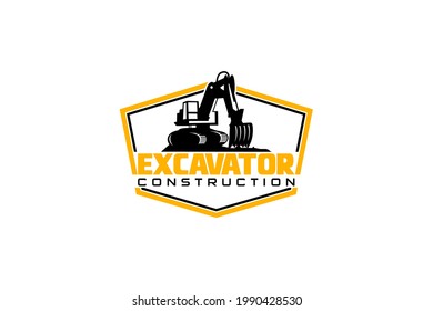 Excavator logo template vector. Heavy equipment logo vector for construction company. Creative excavator illustration for logo.