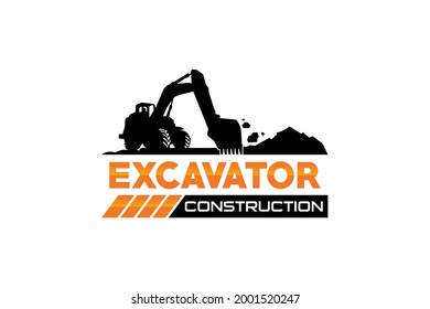Excavator logo template vector. Heavy equipment logo vector for construction company. Creative excavator illustration for logo.