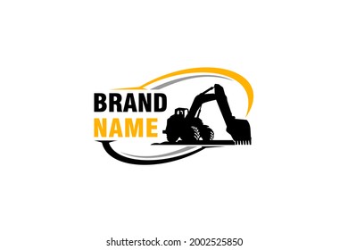 Vector de plantilla de logotipo de excavador. Vector de logotipo de equipo pesado para la empresa de construcción. Ilustración creativa de excavadora para el logotipo.