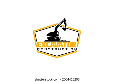 Excavator logo template vector. Heavy equipment logo vector for construction company. Creative excavator illustration for logo.