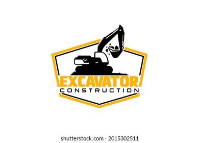 Excavator logo template vector. Heavy equipment logo vector for construction company. Creative excavator illustration for logo.